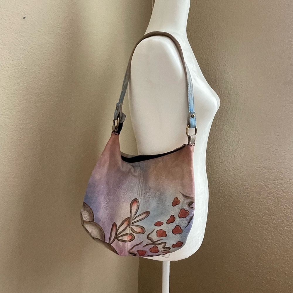 Vintage Hand painted crescent hobo Bag